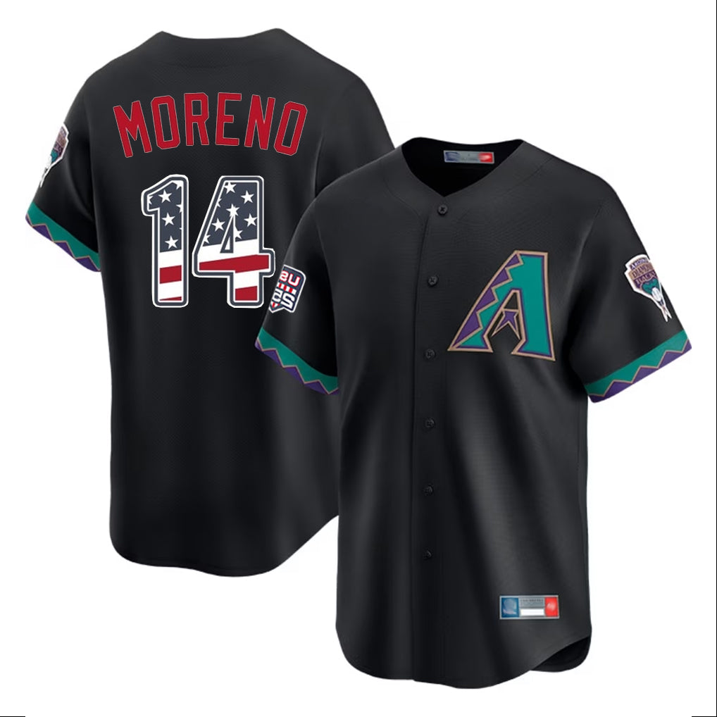 Arizona Diamondbacks #14 Gabriel Moreno Player Black CLOTHIN USA 250 Fourth of July Home Game Stitched Jerseys