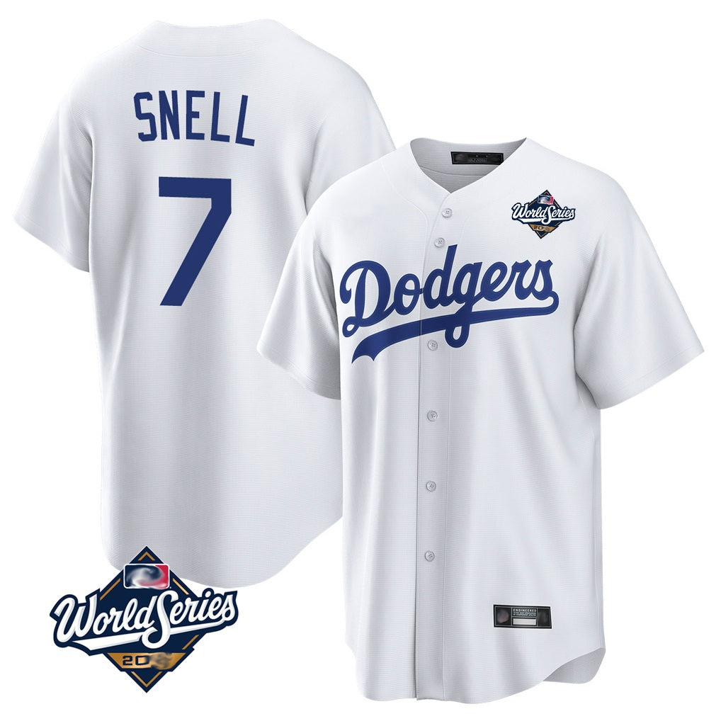 Los Angeles Dodgers #7 Blake Snell Player White CLOTHIN Game World Series Stitched Jerseys