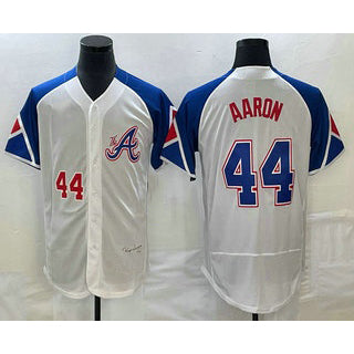Atlanta Braves #44 Hank Aaron Number White CLOTHIN 2023 City Connect Flex Base Stitched Jersey 3