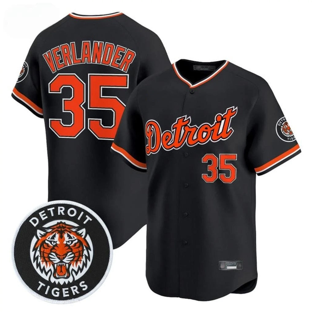 Detroit Tigers #35 Justin Verlander Player Black CLOTHIN Limited Home Stitched Jerseys