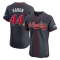 Atlanta Braves #44 Hank Aaron Player Navy CLOTHIN 2025 Speedway Classic Limited Elite Home Game Stitched Jerseys
