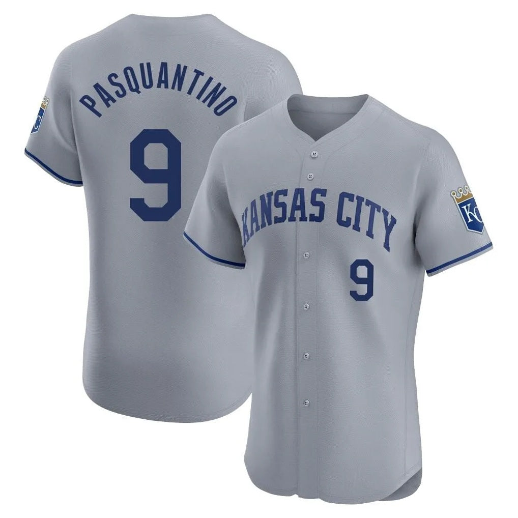 Kansas City Royals #9 Vinnie Pasquantino Player Gray CLOTHIN Limited Elite Home Stitched Jerseys