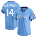 Kansas City Royals #14 Jac Caglianone Player Light Blue CLOTHIN Limited Throwback Cooperstown Collection T-shirt Stitched Jerseys