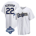 Los Angeles Dodgers #22 Clayton Kershaw Player Gold White CLOTHIN World Series Meet 2026 Collection Stadium Game Stitched Jerseys