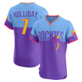 Colorado Rockies #7 Matt Holliday Player Purple-Light Blue CLOTHIN City Connect Limited Elite Home T-shirt Stitched Jerseys