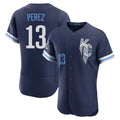 Kansas City Royals #13 Salvador Perez Player Navy CLOTHIN City Connect Limited Elite Home Stitched Jerseys