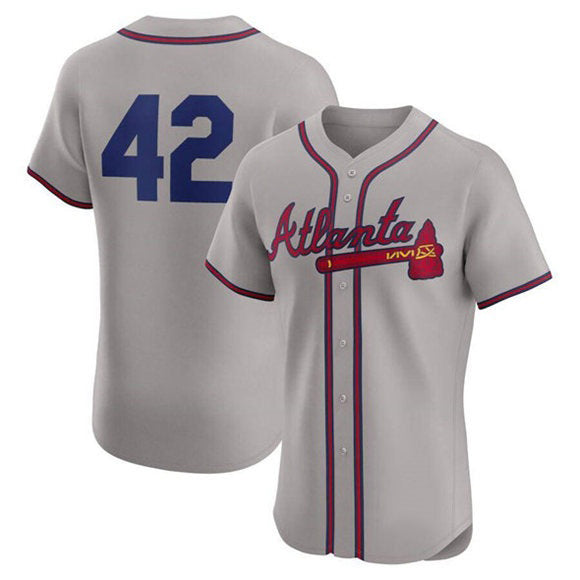 Atlanta Braves #42 Jackie Robinson Gray CLOTHIN Flex Base Stitched Jersey