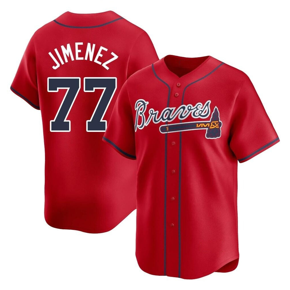 Atlanta Braves #77 Joe Jimenez Player Red CLOTHIN Limited Home Game Stitched Jerseys