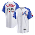 Atlanta Braves #99 Spencer Strider Player White CLOTHIN USA 250 Fourth Of July City Connect Home Game Stitched Jerseys