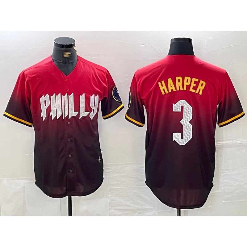 Philadelphia Phillies #3 Bryce Harper Red CLOTHIN 2024 City Cool Base Jersey