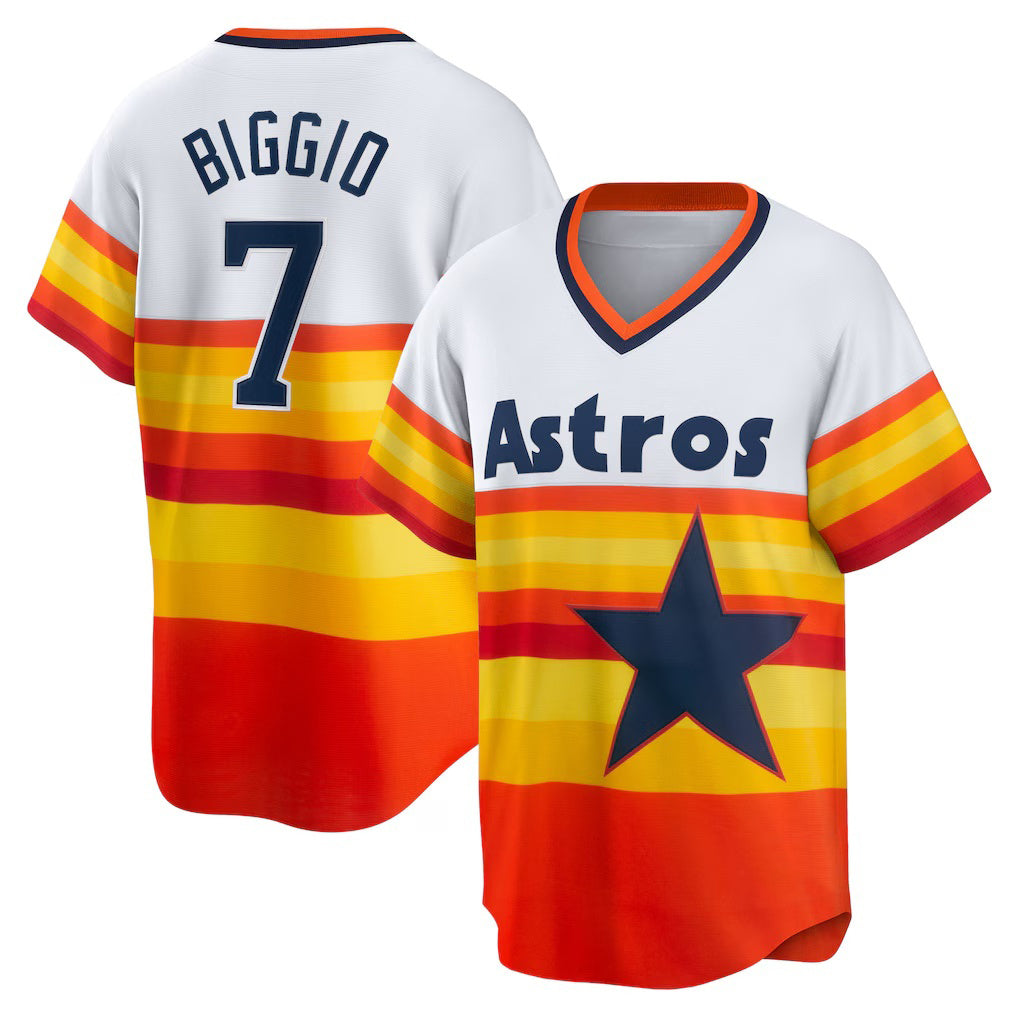 Houston Astros #7 Craig Biggio White CLOTHIN Home Cooperstown Collection Player Jersey