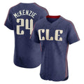 Cleveland Guardians #24 Triston McKenzie Player Navy CLOTHIN City Connect Limited Elite Home Stitched Jerseys