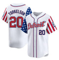 Detroit Tigers #20 Spencer Torkelson White CLOTHIN 2025 Independence Day Vapor Premier Limited Stitched Jersey