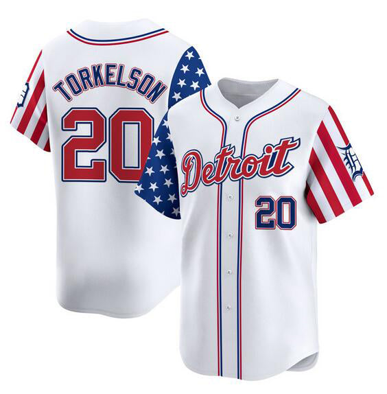 Detroit Tigers #20 Spencer Torkelson White CLOTHIN 2025 Independence Day Vapor Premier Limited Stitched Jersey