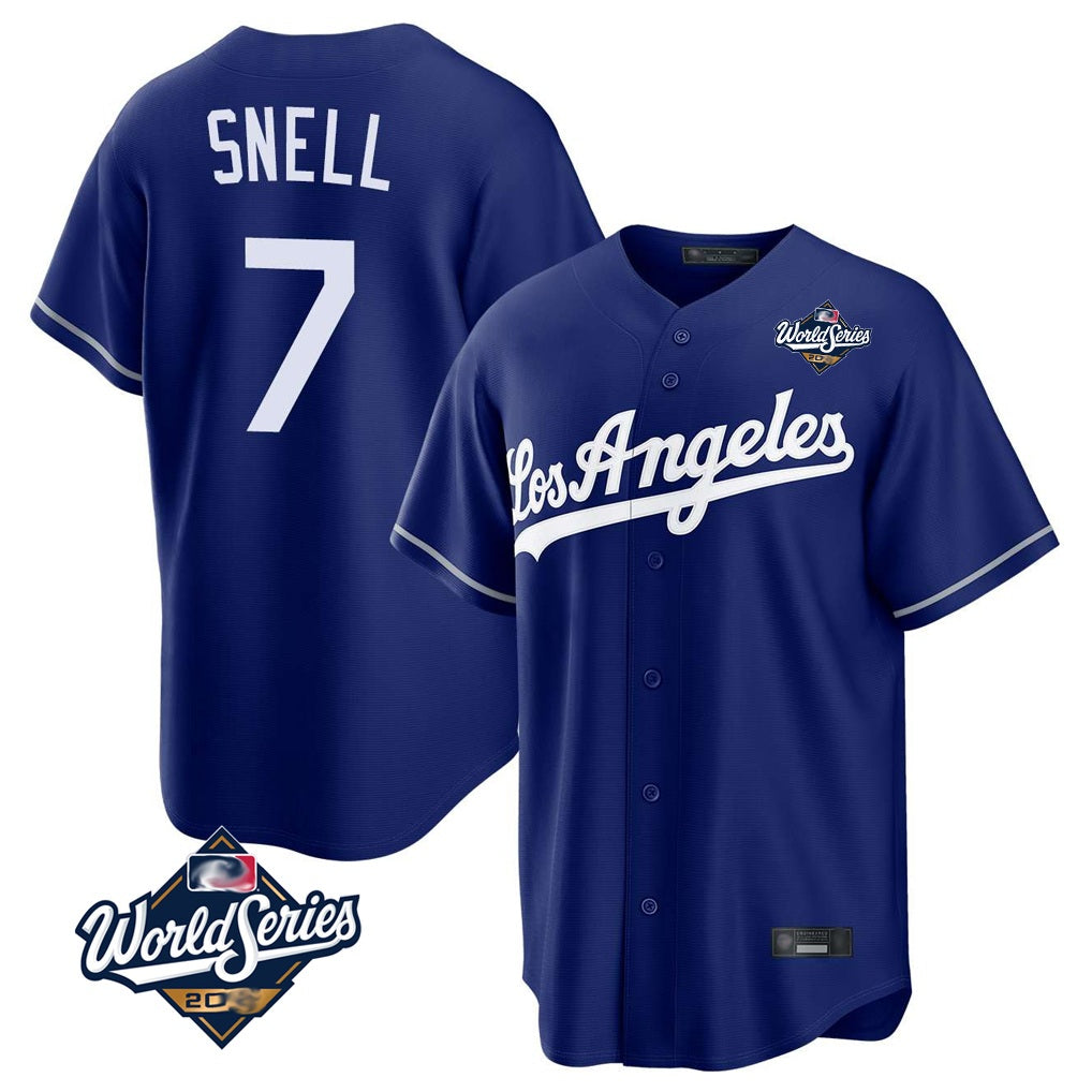 Los Angeles Dodgers #7 Blake Snell Player Royal CLOTHIN Game World Series Stitched Jerseys