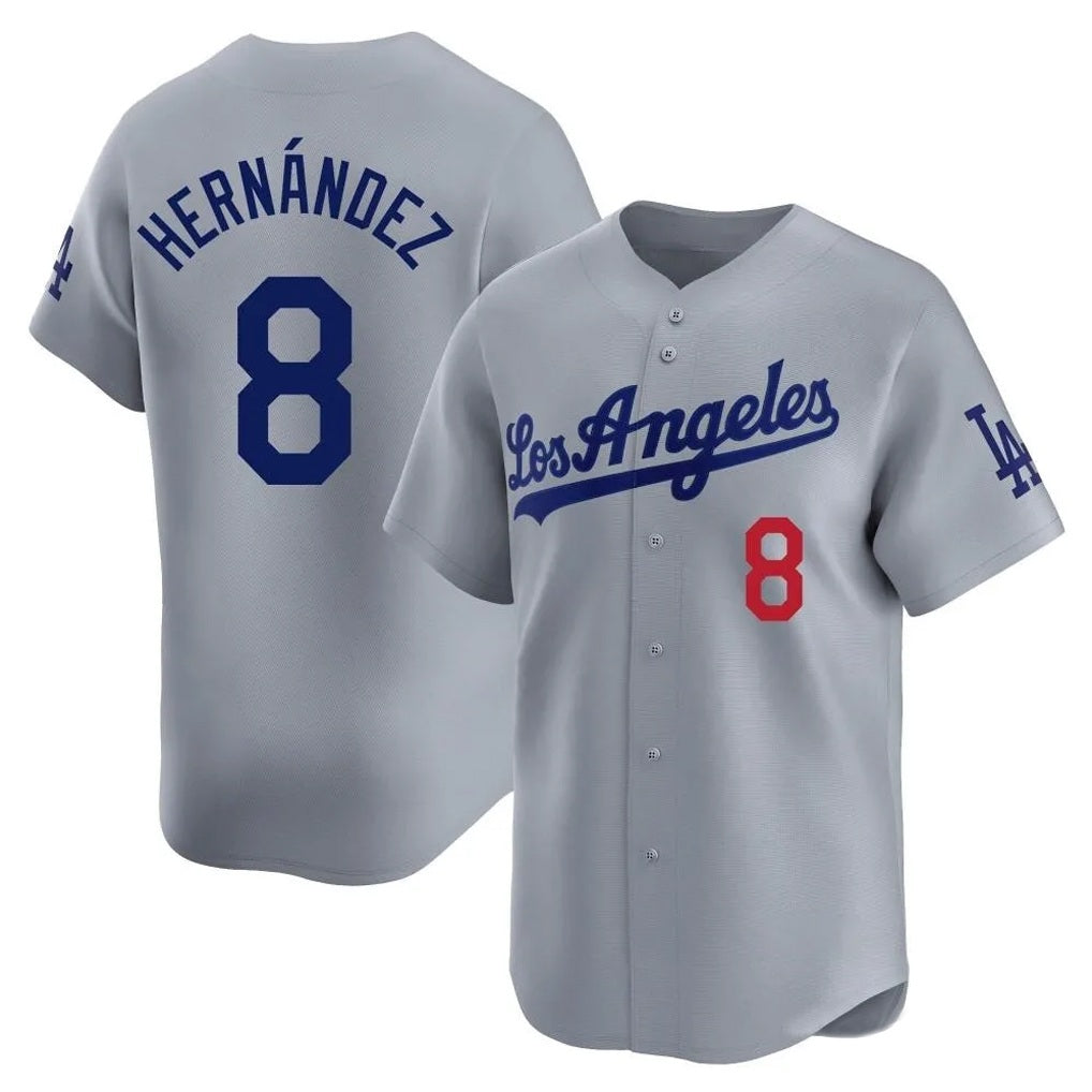 Los Angeles Dodgers #8 Enrique Hern¨¢ndez Player Gray CLOTHIN Limited Home Stitched Jerseys
