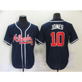 Atlanta Braves #10 Chipper Jones Navy Blue CLOTHIN Stitched Cool Base Jersey