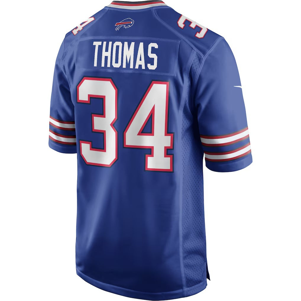 B.Bills #34 Thurman Thomas Royal CLOTHIN Game Retired Player Jersey