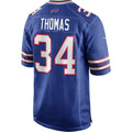 B.Bills #34 Thurman Thomas Royal CLOTHIN Game Retired Player Jersey