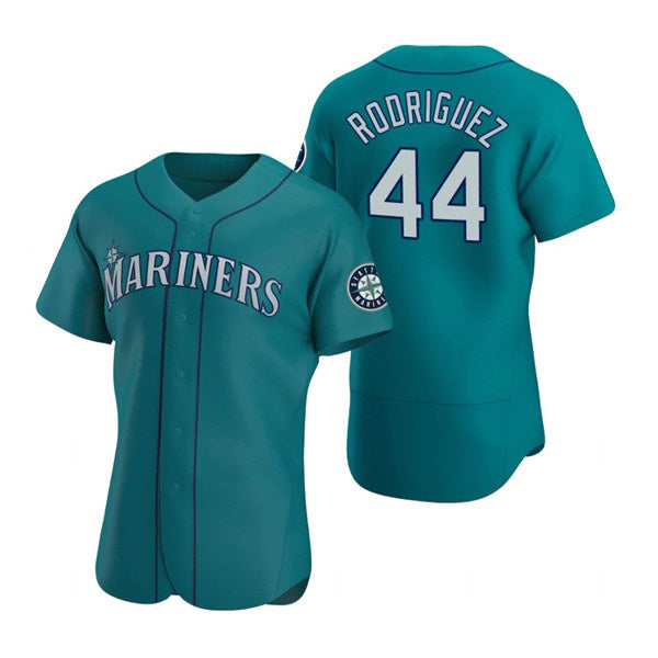 Seattle Mariners #44 Julio Rodr¨ªguez Aqua CLOTHIN Flex Base Stitched Jersey