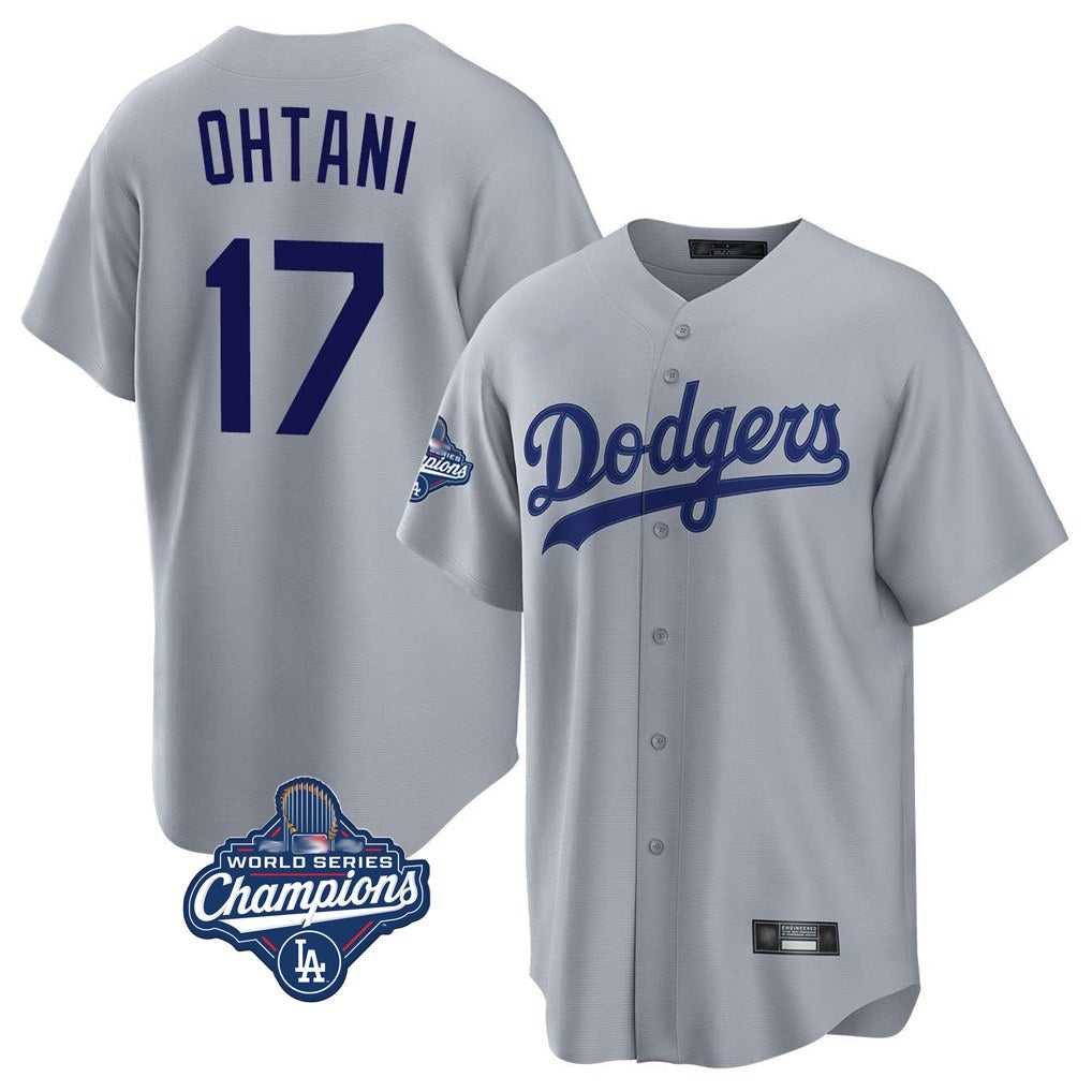Los Angeles Dodgers #17 Shohei Ohtani Player Gray CLOTHIN World Series Meet Game Stitched Jerseys