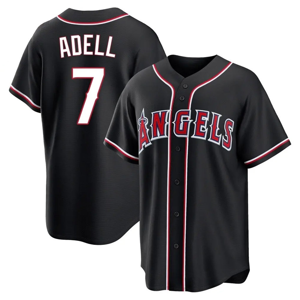 Los Angeles Angels #7 Jo Adell Player Black CLOTHIN Fashion Out Home Game Stitched Jerseys