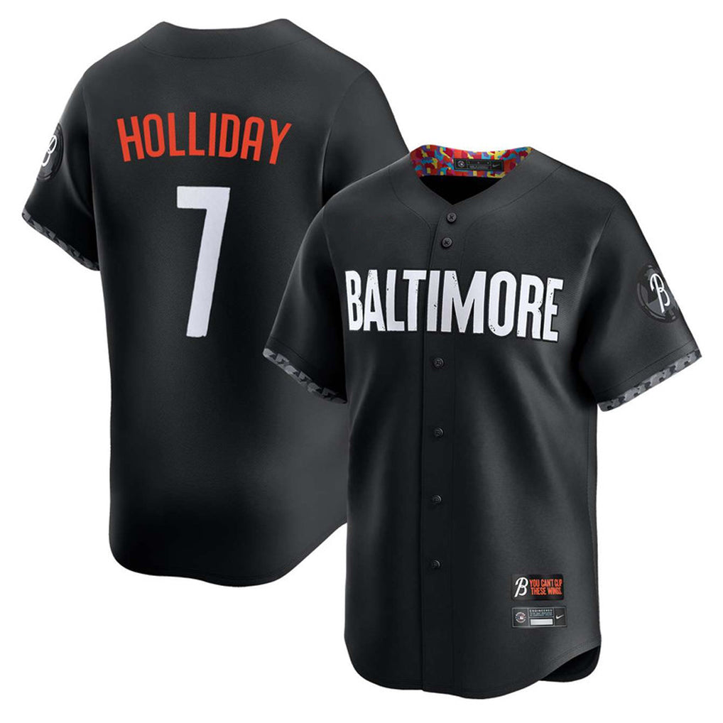 Baltimore Orioles #7 Jackson Holliday Player Black CLOTHIN City Connect Limited Home Game Stitched Jerseys