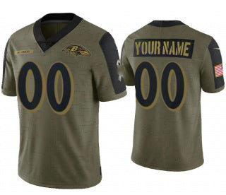 Custom B.Ravens Olive CLOTHIN ACTIVE PLAYER 2021 Salute To Service Limited Stitched Jersey