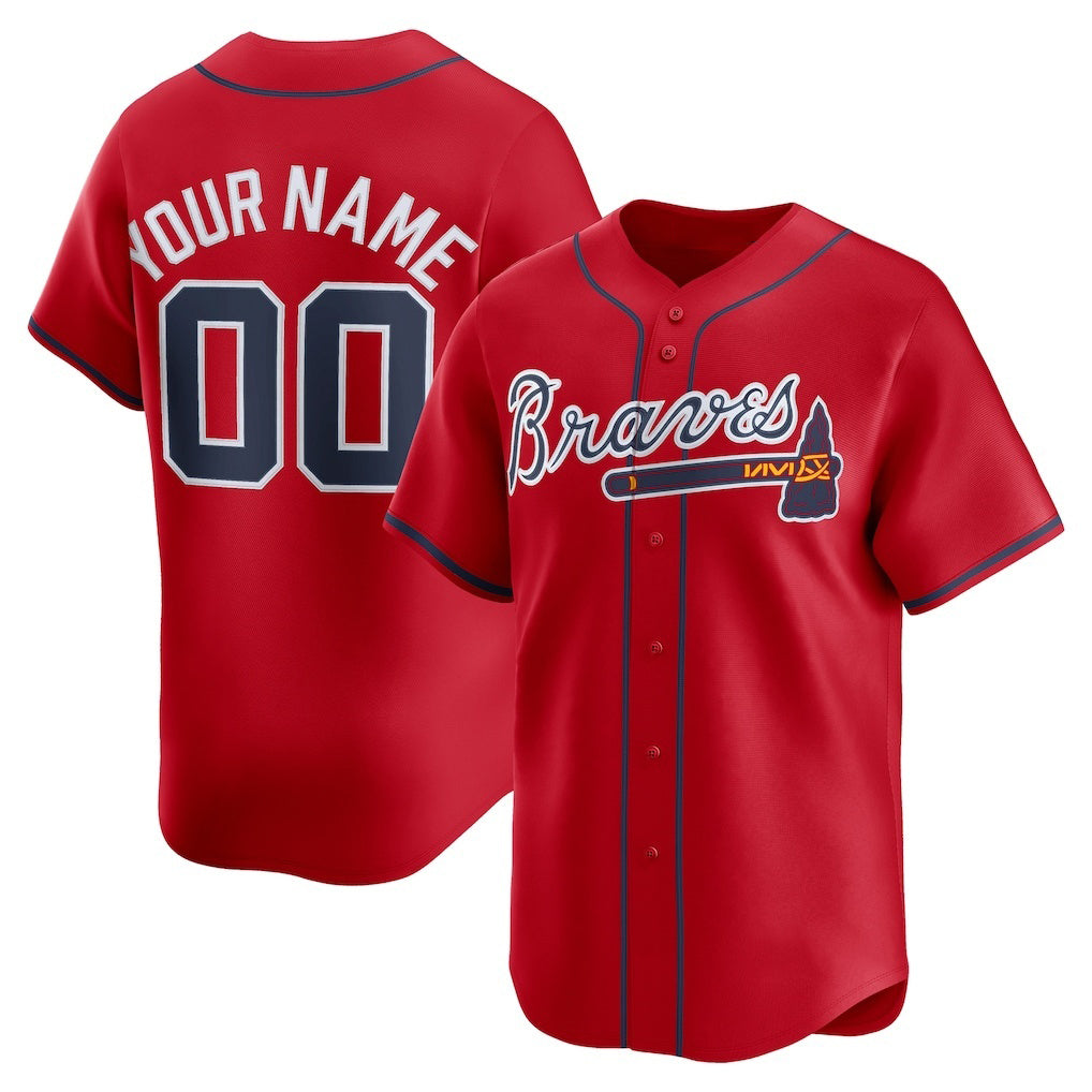 Custom Atlanta Braves Red CLOTHIN Alternate Limited Jersey