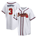 Atlanta Braves #3 Dale Murphy Player White Gold CLOTHIN Home Game Stitched Jerseys