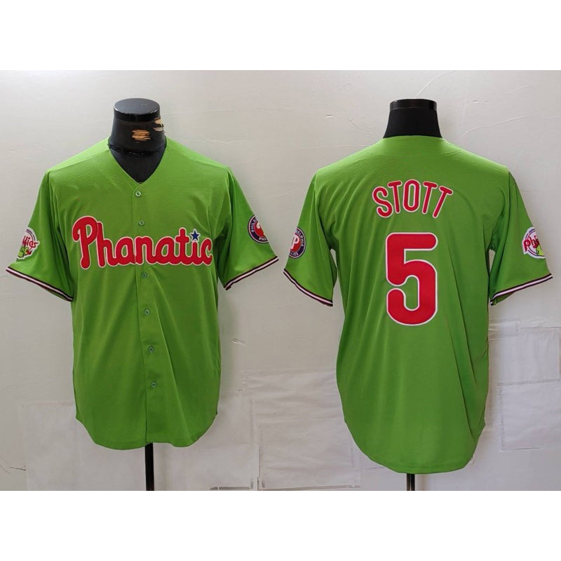 Philadelphia Phillies #5 Bryson Stott Green CLOTHIN With Patch Stitched Cool Base Jersey