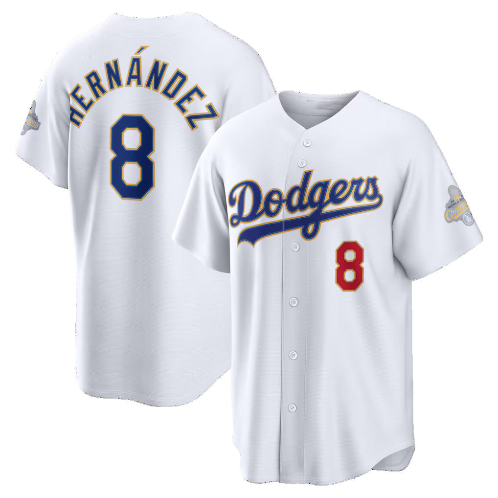 Los Angeles Dodgers #8 Enrique Hernandez White CLOTHIN 2026 Gold Collection Stadium Jersey