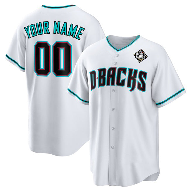 Custom Arizona Diamondbacks Active Player White CLOTHIN 2023 World Series Cool Base Stitched Jersey