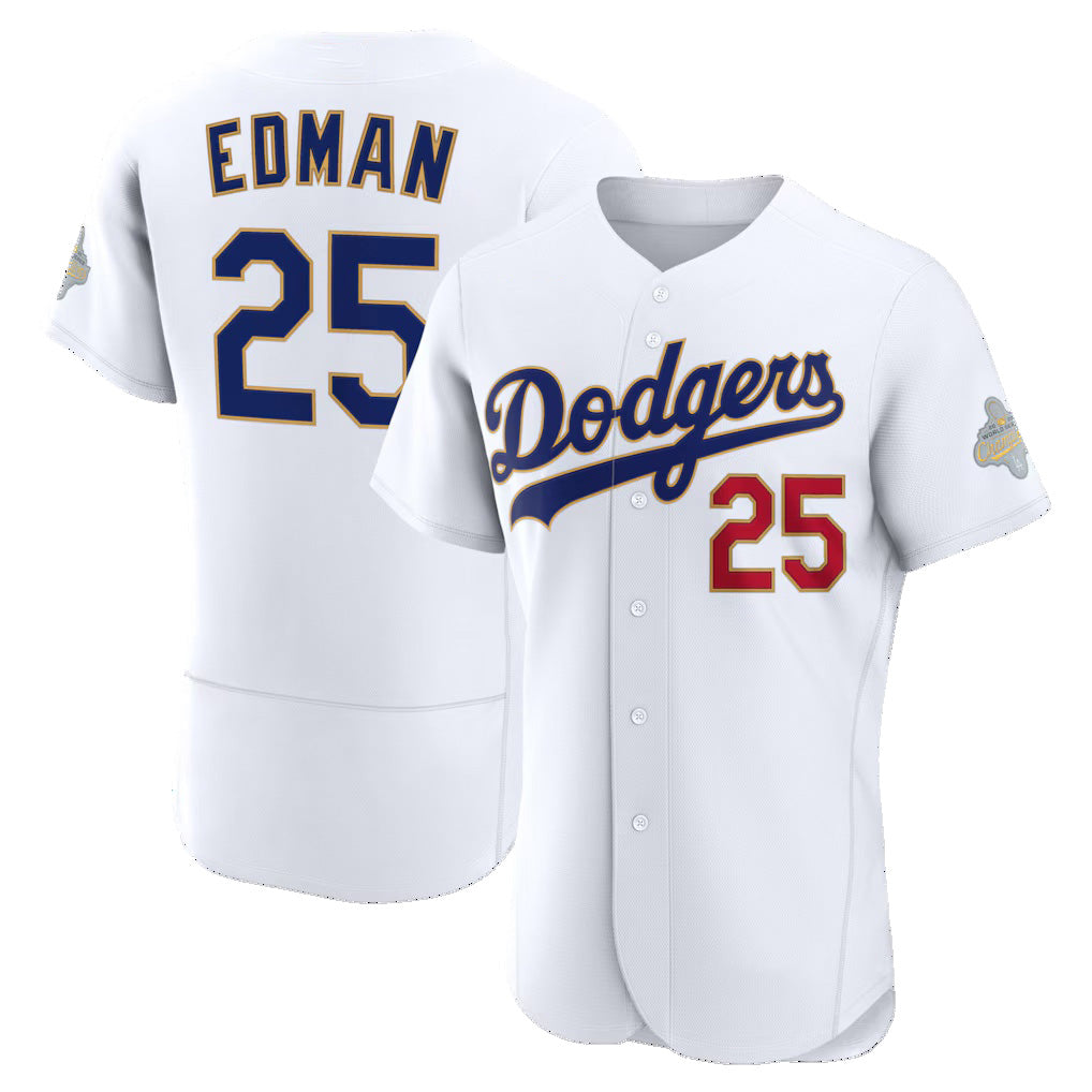 Los Angeles Dodgers #25 Tommy Edman White CLOTHIN 2026 Gold Collection Authentic Jersey