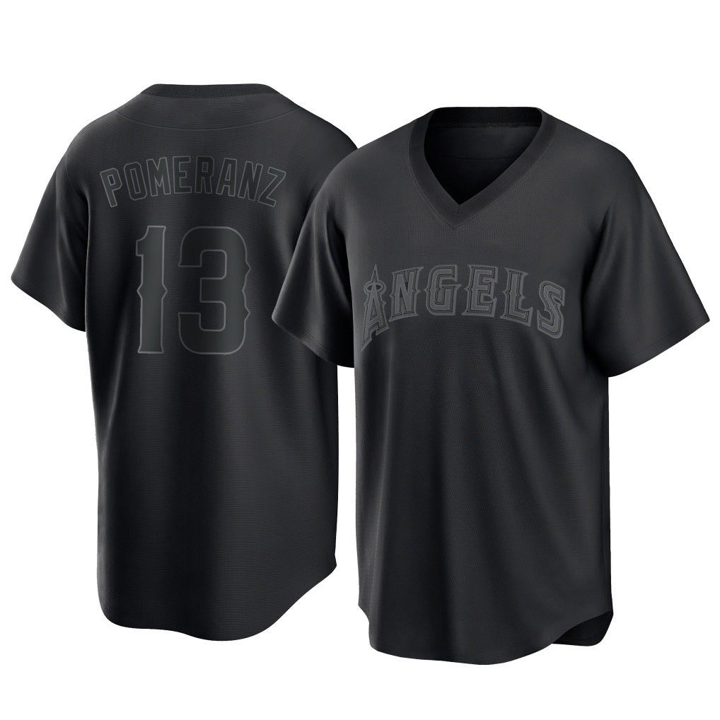 Los Angeles Angels #13 Drew Pomeranz Player Black CLOTHIN Pitch Fashion T-shirt Stitched Jerseys