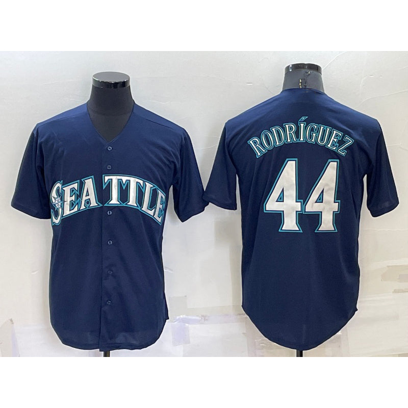 Seattle Mariners #44 Julio Rodriguez Navy Blue CLOTHIN Stitched Cool Base Jersey