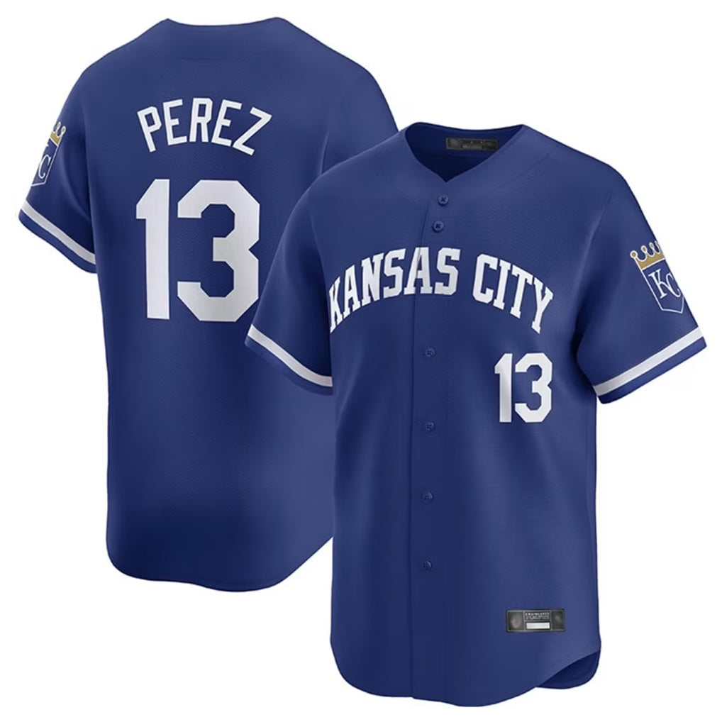 Kansas City Royals #13 Salvador Perez Player Royal CLOTHIN Limited Home Stitched Jerseys