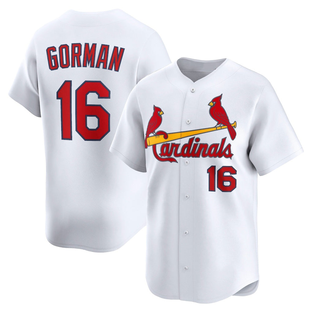 St. Louis Cardinals #16 Nolan Gorman White CLOTHIN Home Limited Player Jersey