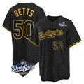 Los Angeles Dodgers #50 Mookie Betts Player Black Gold CLOTHIN World Series Limited Home Stitched Jerseys