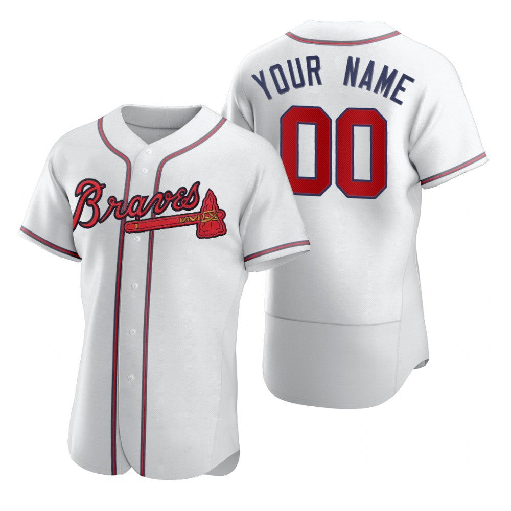 Custom Atlanta Braves White CLOTHIN 2020 Stitched Flex Base Jersey