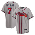 Atlanta Braves #7 Ha-Seong Kim Player Gray CLOTHIN Home Game Stitched Jerseys