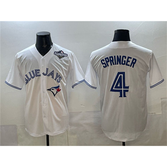 Toronto Blue Jays #4 George Springer White CLOTHIN 2025 World Series Home Cool Base Stitched Jersey