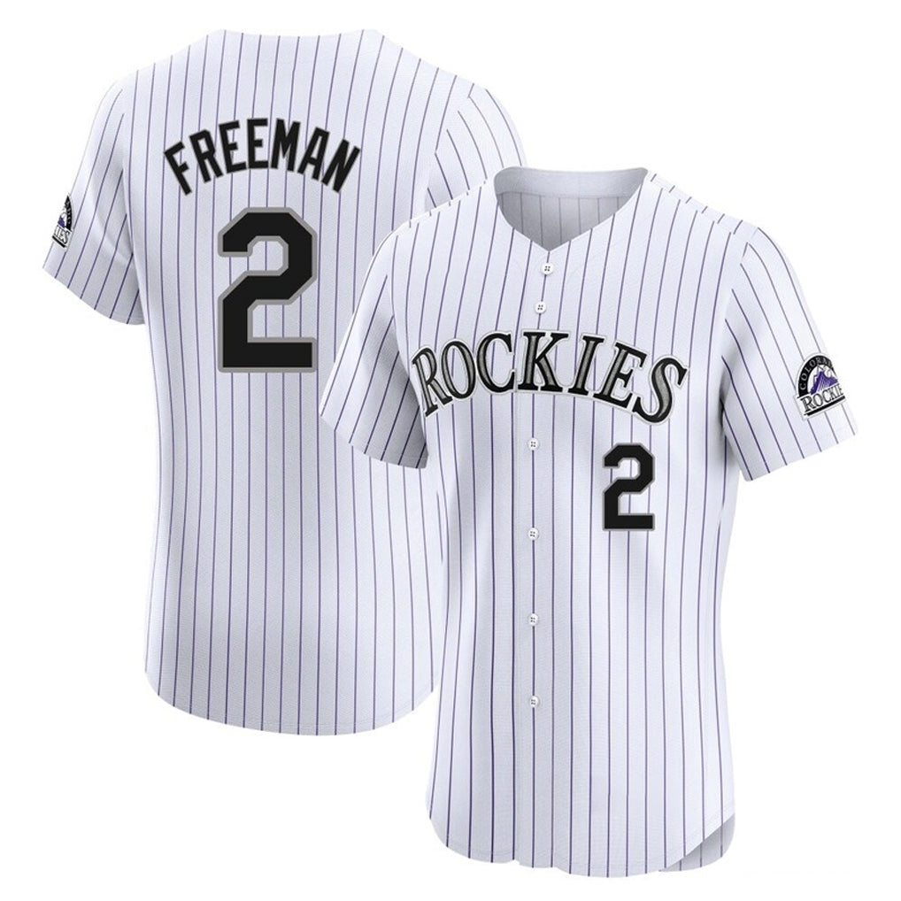 Colorado Rockies #2 Tyler Freeman Player White CLOTHIN Limited Elite Home Stitched Jerseys