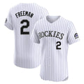 Colorado Rockies #2 Tyler Freeman Player White CLOTHIN Limited Elite Home Stitched Jerseys