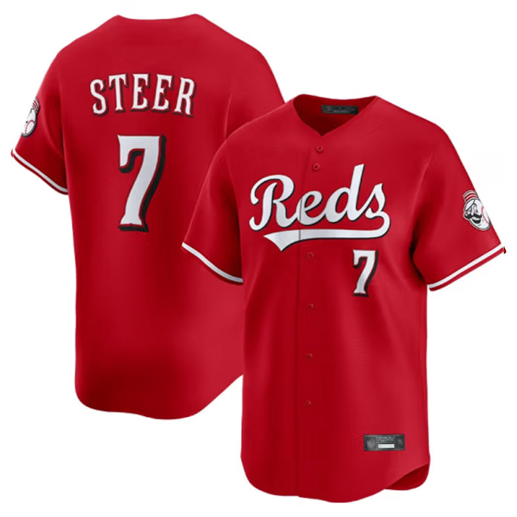 Cincinnati Reds #7 Spencer Steer Player Red CLOTHIN Home Limited Stitched Jerseys