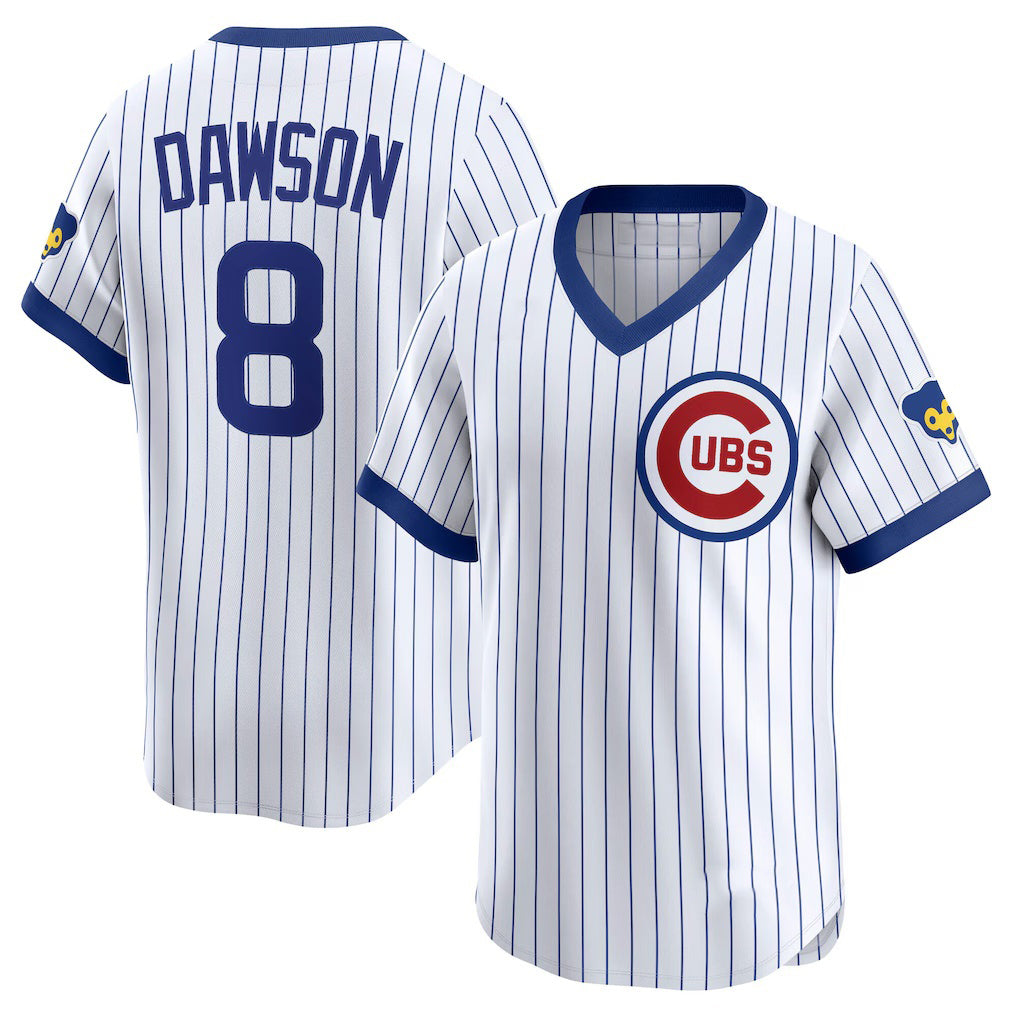 Chicago Cubs #8 Andre Dawson White CLOTHIN Throwback Cooperstown Collection Limited Jersey