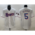 Texas Rangers #5 Corey Seager White CLOTHIN 2023 World Series Champions Cool Base Jersey