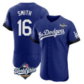 Los Angeles Dodgers #16 Will Smith Player Royal CLOTHIN World Series City Connect Elite Home Stitched Jerseys