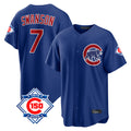 Chicago Cubs #7 Dansby Swanson Player Royal CLOTHIN 150th Anniversary Home Game Stitched Jerseys