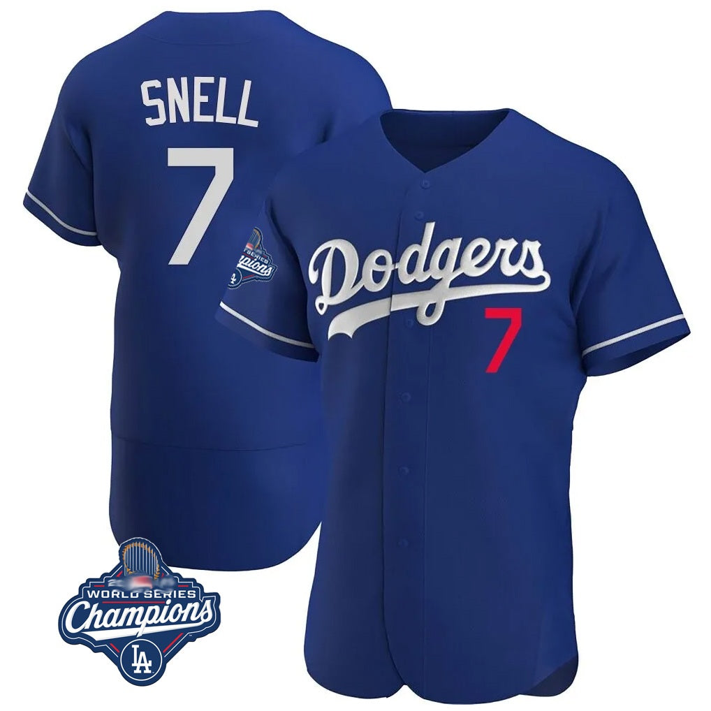 Los Angeles Dodgers #7 Blake Snell Player Royal CLOTHIN Limited Elite World Series Meet Home Stitched Jerseys